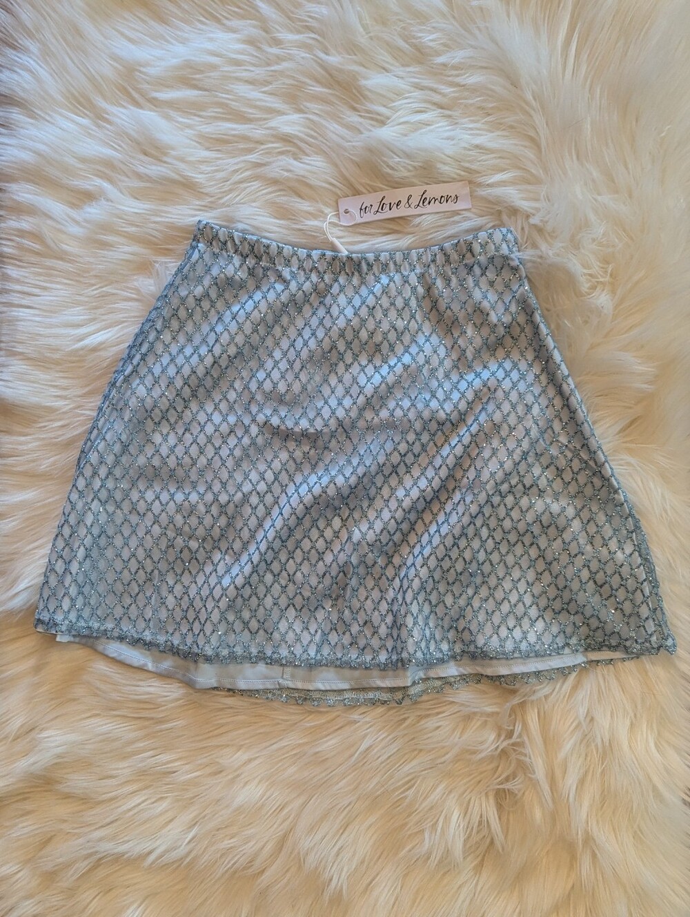 For Love And Lemons Glitter Grid Mini Skirt